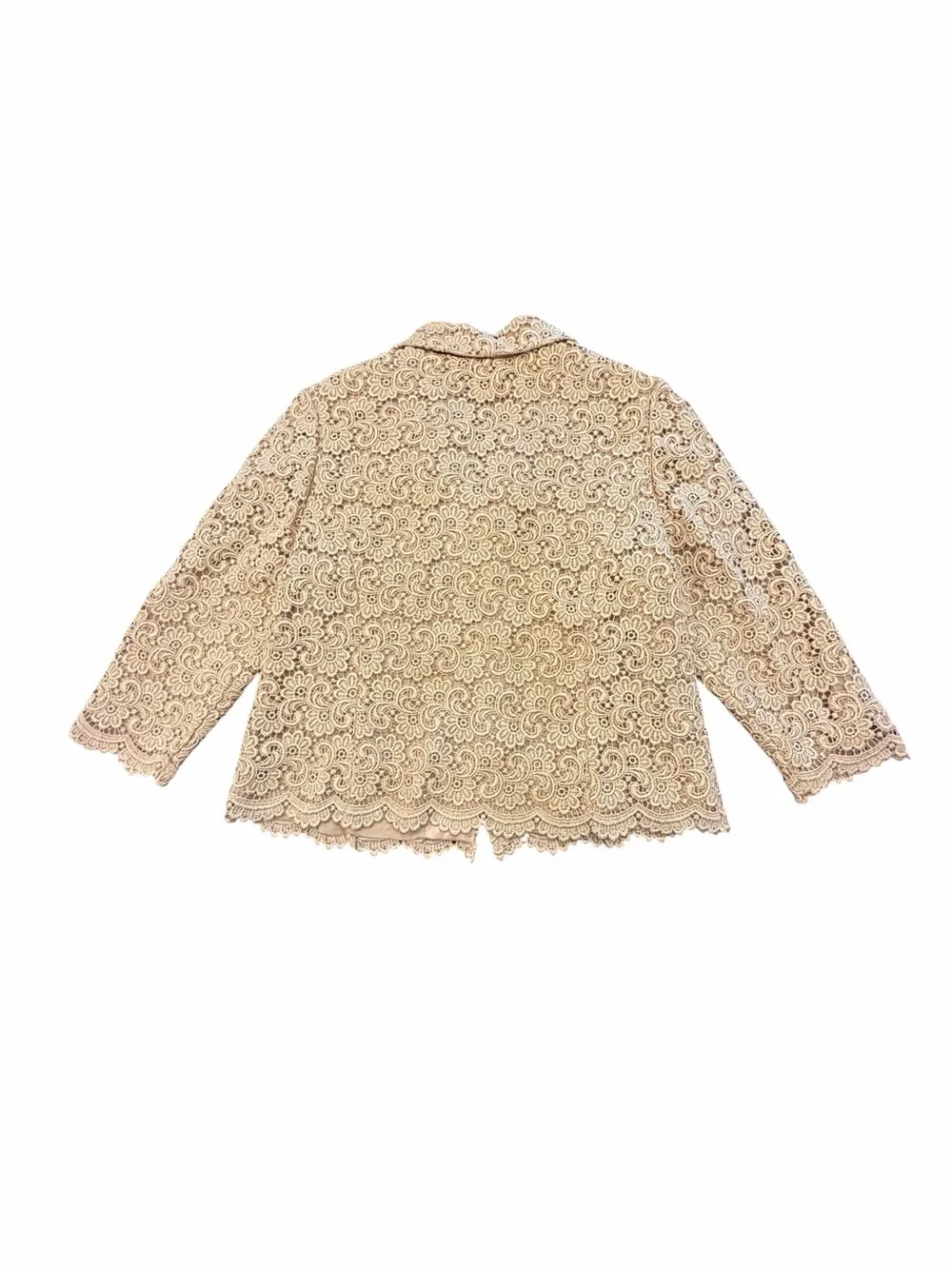 Talbots‎ Gold Metallic Lace Blazer Holiday Jacket Fully Lined Taupe Tan 10P VTG